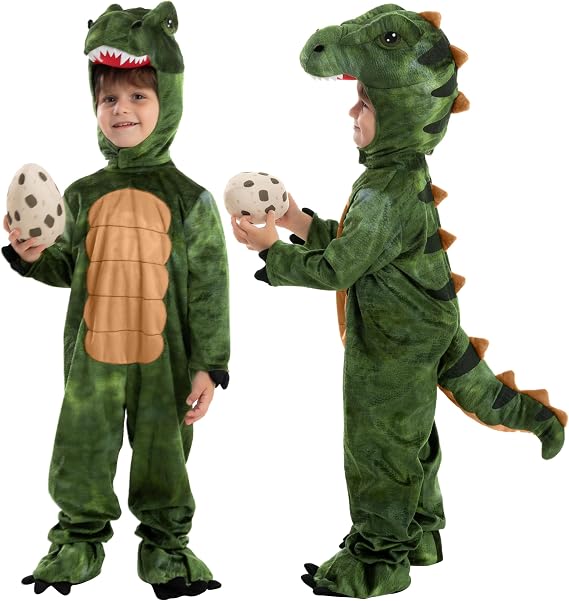 Spooktacular Creations Halloween Realistic T.rex Costume Outfit Dinosaur Jumpsuit with Egg