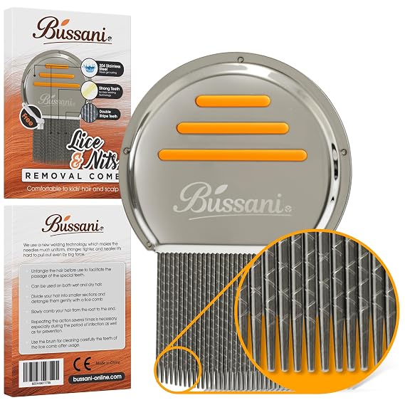 Bussani Lice Treatment | Lice Comb | Peine para Piojos y Liendres para Ninas | Psoriasis Comb | Lice Combs for Thick Hair | Nit Comb | Lice Comb for Kids