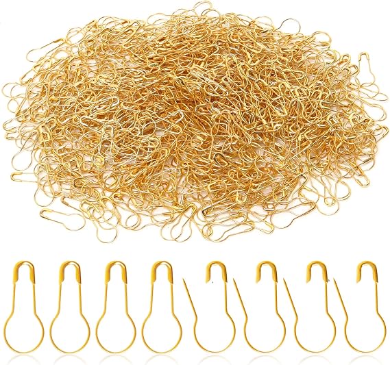 1000 Pieces 22 mm/0.87 Inch Gold Safety Pins Clothing Tag Pins Metal Gourd Safety Pins Bulb Pin Calabash Pin Bead Needle for DIY Craft Home Accessories