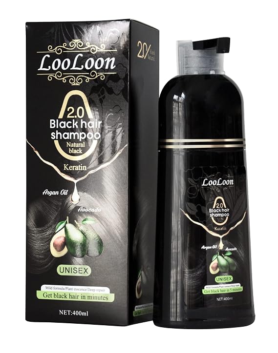 Black Hair Dye Shampoo for Men and Women, 400ml: Permanent Black Hair Dye Shampoo for dark hair with Natural ingredients, Ammonia-free black hair dye shampoo