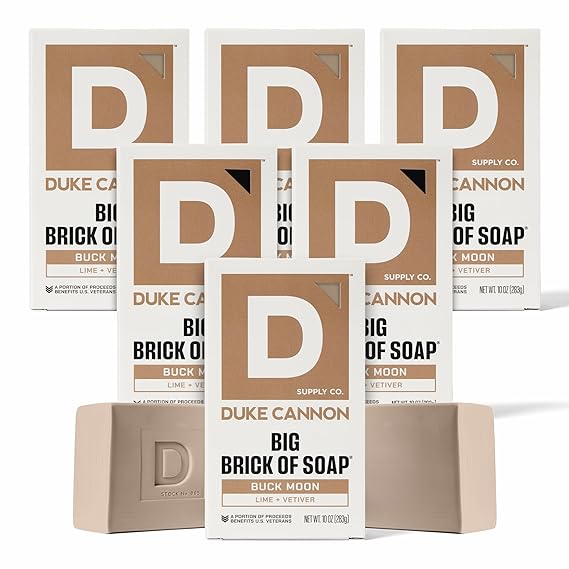 Duke Cannon Supply Co. Bar Soap Puck Bundle - Men's Natural Rounded Bar Soap with Masculine Scents - Disc-shaped Mens soap - All Skin Types - Buck Moon,5 oz (6 Pack)
