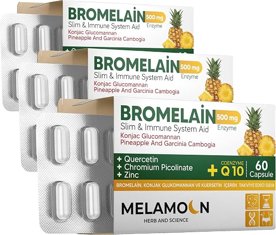 multibiotin Melamoon Bromelain, Konjak Glukomannan Kuersetin qenzim Q10 İçeren Kapsül Takviye Edici Gıda 60 KAPSÜL (3 paketi)