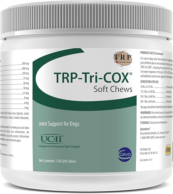 CEVA Animal Health TRP-Tri-COX Soft Chews - Joint Support For Dogs 120 Count