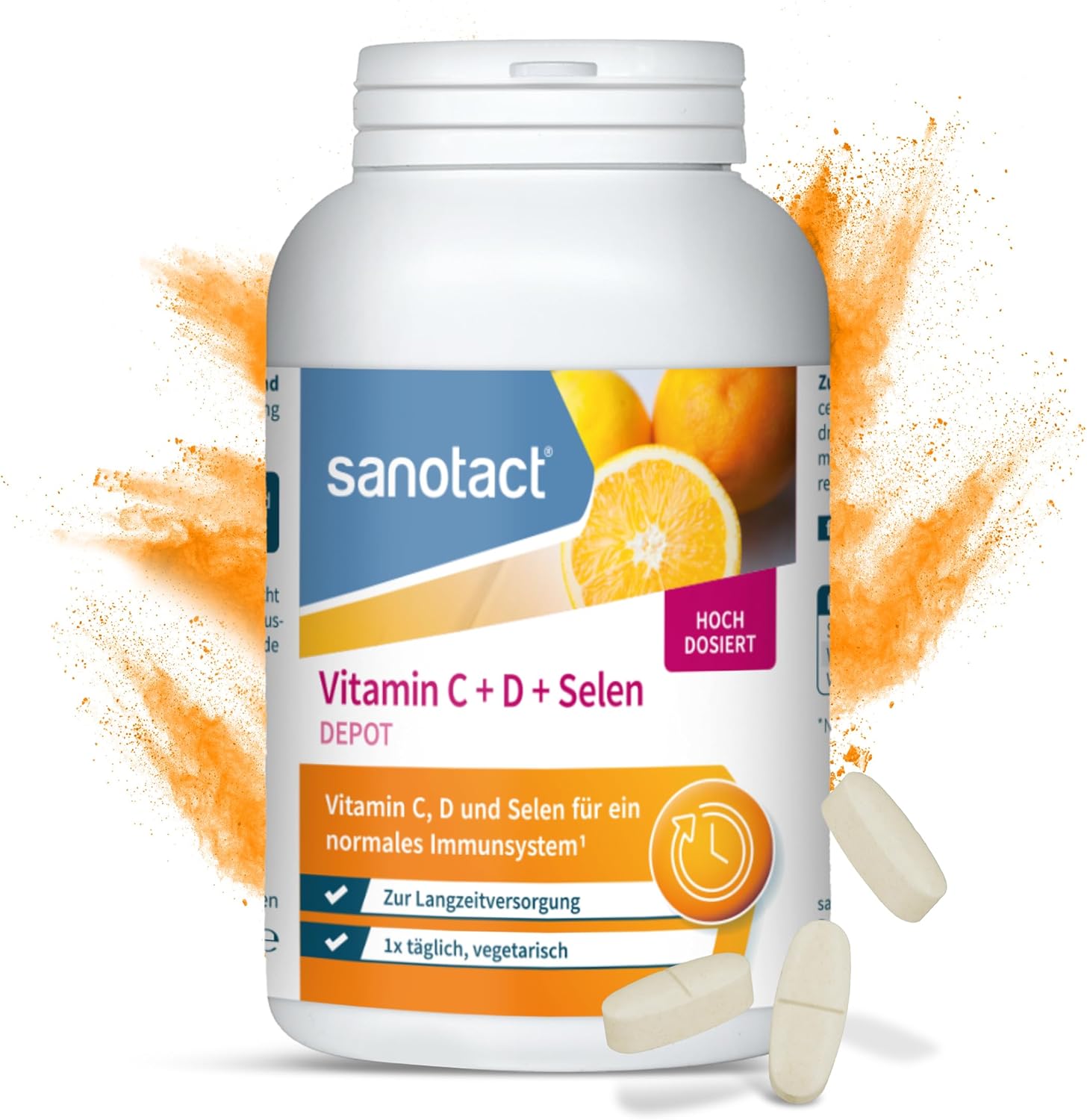 sanotact Vitamin C 1000 + D3 + Selenium Depot - 180 Tablets Immune System Support Long-Term Depot Effect