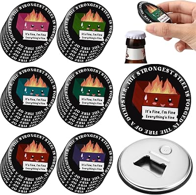 Vesici 48 Pcs Christmas Dumpster Fire Magnetic Bottle Opener Bulk, Funny Employee Appreciation Gifts, Coworker Thank You Favors for Staff, Teacher, Nurse, Party, Volunteer, White Elephant