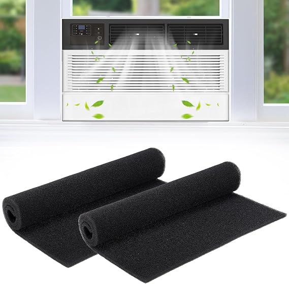2 Pcs Cuttable Air Purifier Filters - 24" x 15" Cut to Fit Air Conditioner Replacement Filters, Washable Reusable Carbon Vent Filter Rolls for AC Window Unit