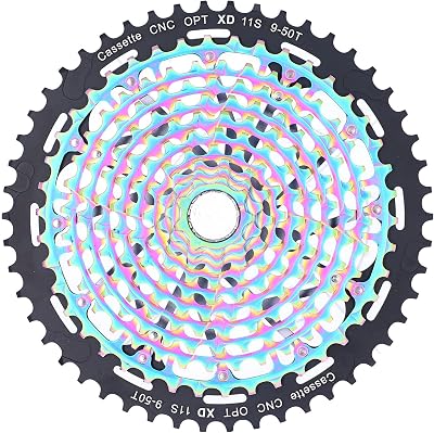 GLOGLOW Colorful Lightweight 9‑50T Freewheel Bicycle Cassette Flywheel with Wide Gear Ratio Design for Acceleration and Climbing, Easy to Install for Mountain Bikers 11 Speed 9-50T