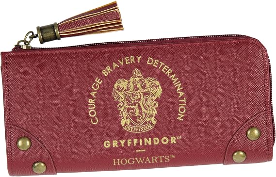 Bioworld Harry Potter Wallet Designer Hogwarts Gryffindor House Zipper Clutch Faux Leather Wallet For Women
