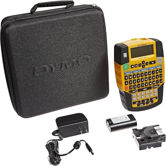 DYMO Rhino 4200 Industrial Label Maker Carry Case Kit with 1 Roll of 1/2" All-Purpose Vinyl Labels, Black on White