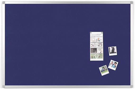 Felt Notice Board -Blue Felt Surface, Aluminium Frame BPM03074040 90x60 cm