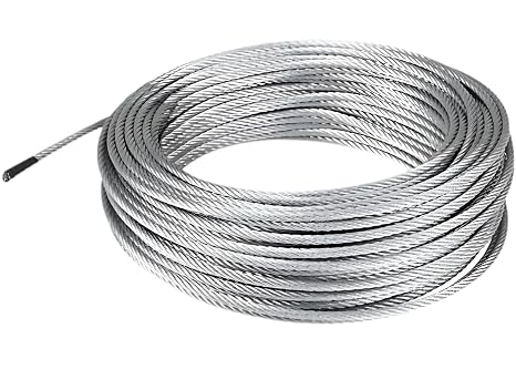 Galvanized Aircraft Cable Wire Rope 5/32" 7x19-25 ft Coil for DIY Cable Decking Railing System, Marine Grade