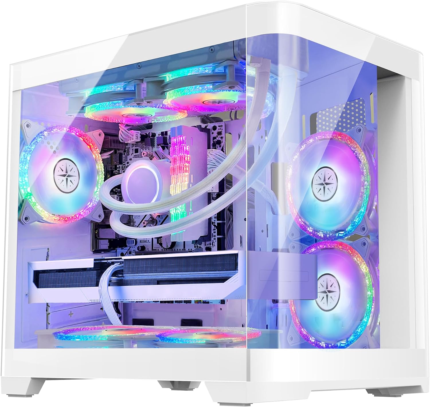 Poseidon Gaming Desktop PC - AMD Ryzen 5 5600X 6-Core 3.7GHz- GeForce RTX 4060-16GB DDR4 3200MHz - 1TB M.2 SSD- WiFi & Bluetooth 5.0-240 Liquid Cooler - Windows 11 Pro Desktop Computer