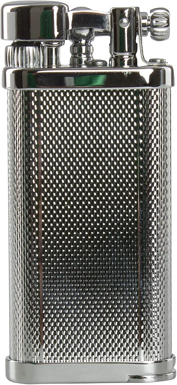 IM Corona Old Boy Chrome Engine Turned Pipe Lighter