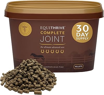 Equithrive Complete Joint Supplement Pellets with Resveratrol, Glucosamine, Chondroitin, Hyaluronic Acid and MSM for Horses, 1.65 lbs