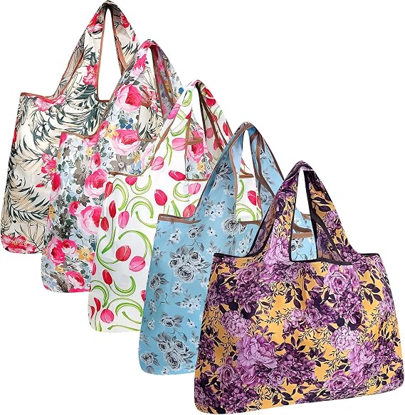 Bowbear Foldable Nylon Reusable Shopping Grocery Bag (Set of 5)
