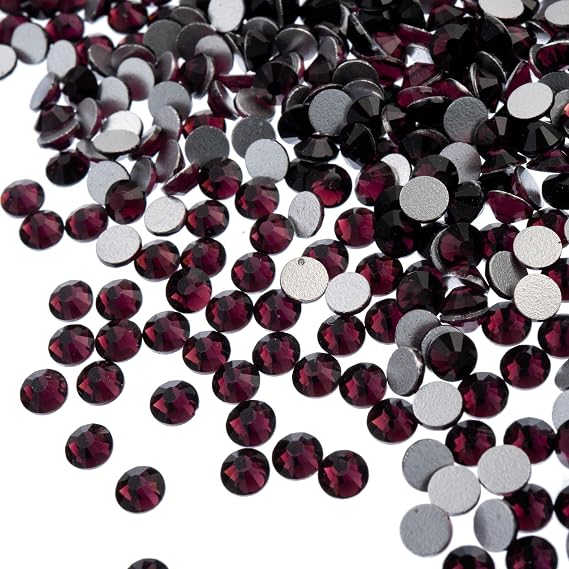 432pcs Crystal Lane DIY SS12 (3mm) Amethyst Purple Round Glass Rhinestones Flatback Gems for Arts & Crafts Nail Art Clothes Shoes