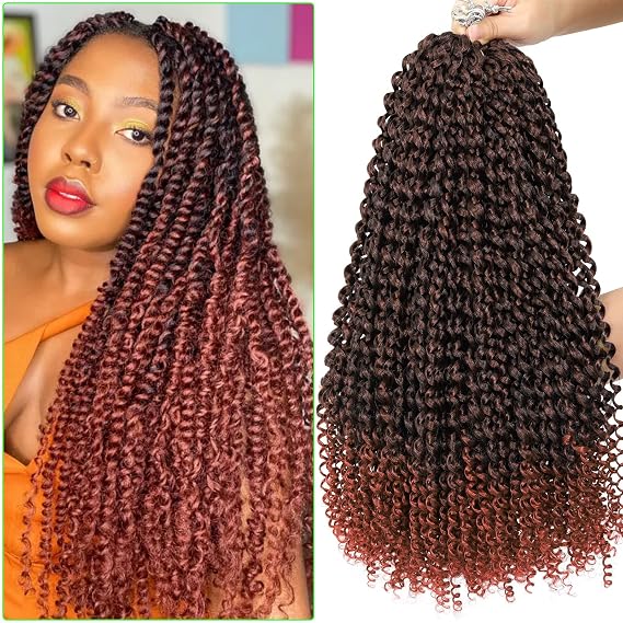 Passion Twist Hair 7 Packs Passion Twist Crochet Hair Water Wave Crochet Hair Passion Twist Braiding Hair For Butterfly Locs Crochet Braids Synthetic Hair Extension (PT-18-7P-T350, 18 Inch(pack of 7))