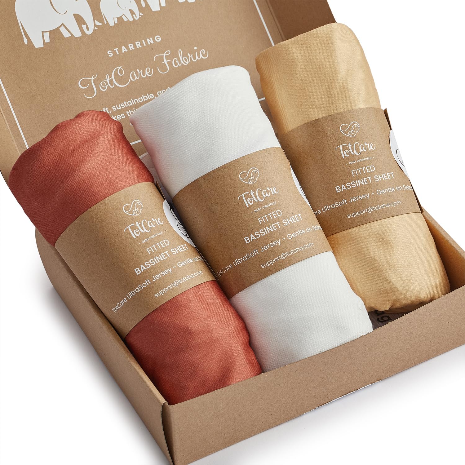 Bassinet Fitted Sheets Compatible with SNOO Happiest Baby Oval Bassinet - Buttery Soft, Silky Comfort, Premium Stretchy Jersey Knit Sheets - Burnt Orange+Mustard Yellow+ Gray, 3 Pack