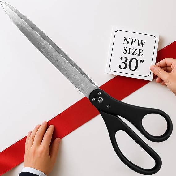 30 Inch Black Giant Scissors Extra Large Ceremonial Cutting Tool for Grand Opening Event Supplies Decorations and Business Celebrations