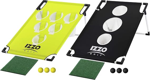 Izzo Golf Pong Cornhole Set - Indoor or Outdoor Golf Chipping Game - Golf Gift for Adults
