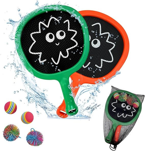 Kid Lightweight Racket Set of 2, Beach Bat and Ball for Toddler