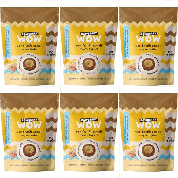 RAWBERRY Protein Topu - Yer Fıstığı Ezmeli 90Gr x 6 PAKET İlave Şekersiz, Vegan, Glütensiz, Yüksek Protein