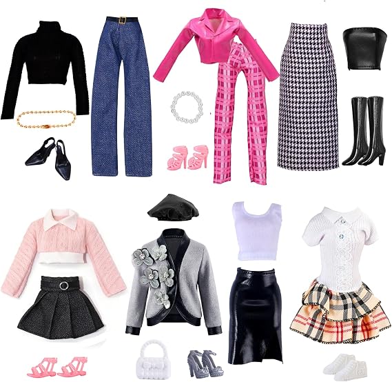 22 Pcs Doll Clothes for 11.5 Inch Dolls, Doll Outfits Fashion Preppy Sets
