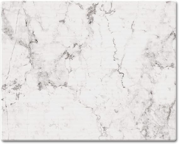 CounterArt White Marble Design 3mm Tempered Glass Cutting Board 15 x 12 | Serving Board, Charcuterie Board, Countertop Protection