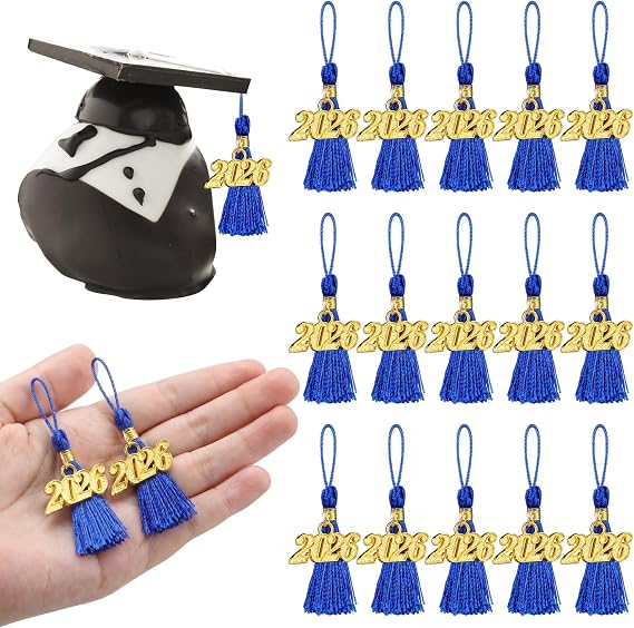 Daifunli 60 Pcs 2026 Mini Graduation Tassels, 2.4" for Crafts Gift, Blue