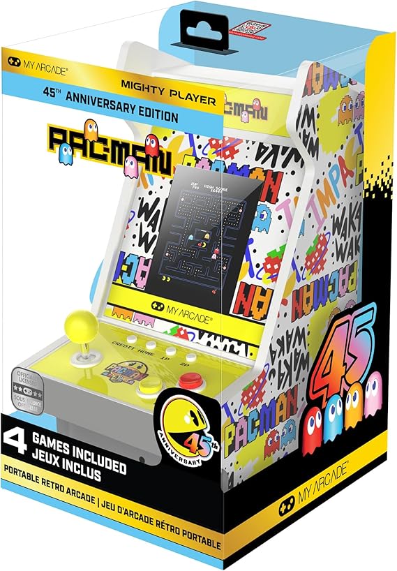 My Arcade Pacman Mighty Player: Pacman 45th Anniversary Console Retro Game Countertop Game Illumination Marquee 5 Game in 1