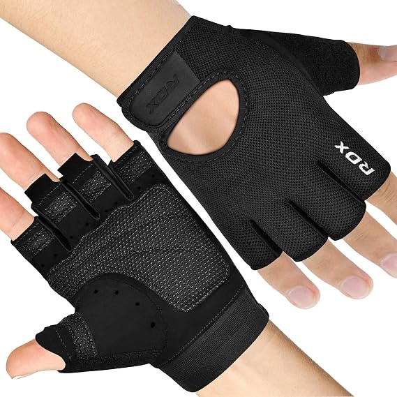 RDX Weight Lifting Gloves Gym Fitness Workout, Anti Slip Palm Protection Half Finger, Adult & Kids Exercise Glove for Powerlifting Deadlifting