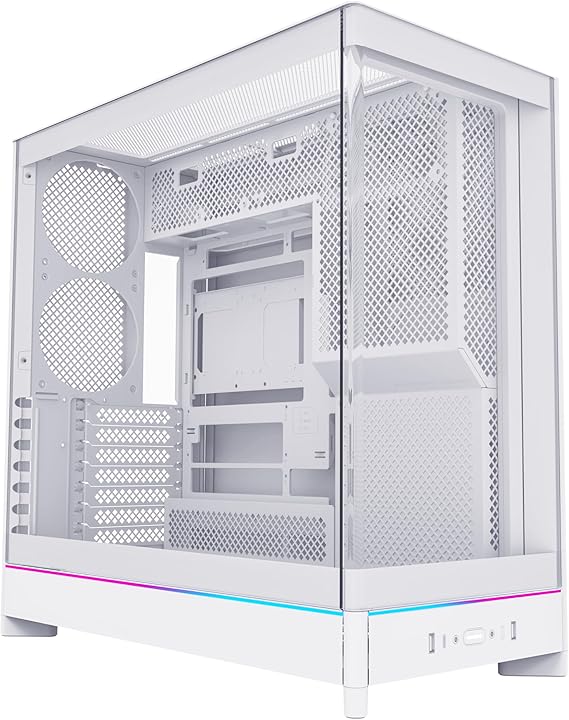 MONTECH HS02 ATX Mid Tower PC Case Gaming PC High Airflow Reversible Layout Sturdy Curved Tempered Glass Front Panel Sink In Design Toolless Panel White US HS02