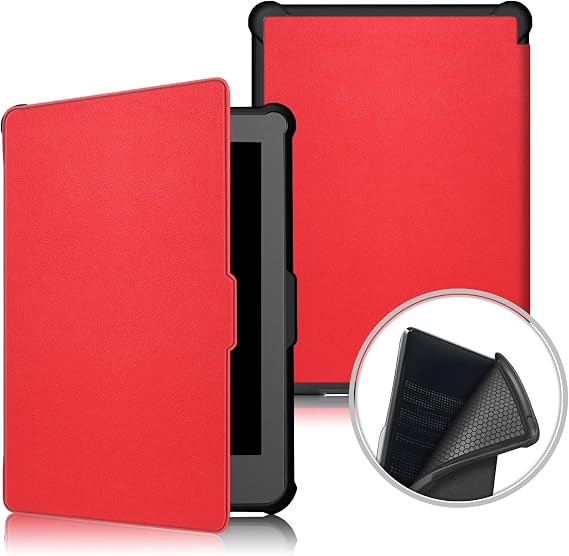 Case for Kobo Clara HD, Techcircle Ultra Compact and Lightweight PU Leather Magnetic Folding Cover, Auto Wake/Sleep, Soft Protective Cover for Kobo Clara HD 6" e-Reader, Red