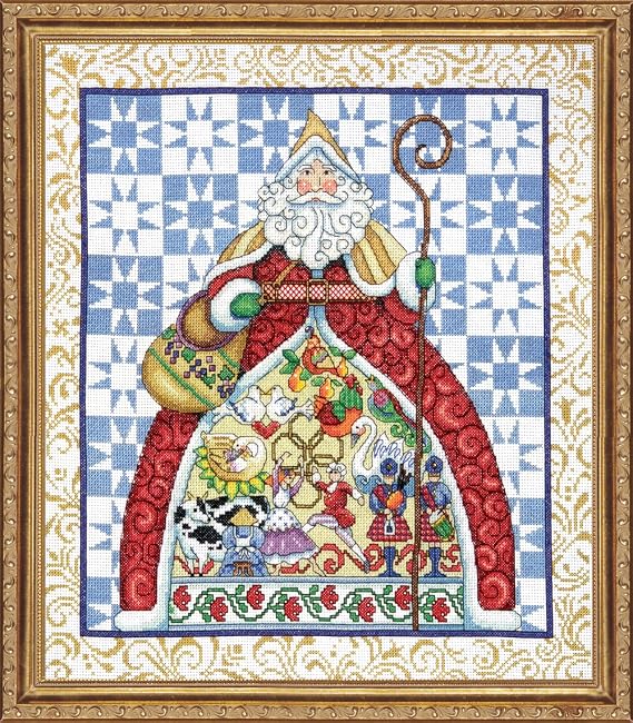 Tobin 407398 12 Days-Jim Shore Counted Cross Stitch Kit-14" x16", Multicolor/Assorted, 14 Count