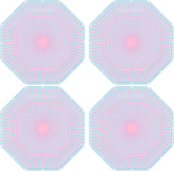 Lilly Pulitzer Melamine Appetizer and Dessert Plates Set of 4, Indoor/Outdoor Serveware (Blue and Pink Stripe)
