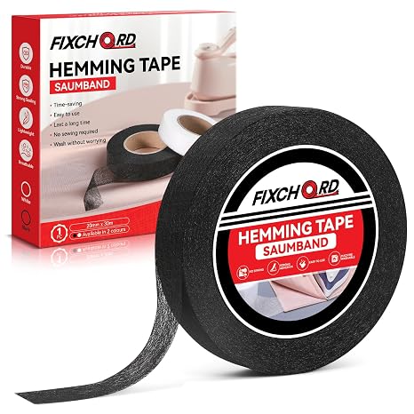 Hemming Tape, 30m*20mm Hemming Web Ironing Tape, No Sewing Iron on Tape, Iron on Hemming Tape, Extra Strong Fusible Fabric Tape for Clothes Curtains Ironing and Bonding, DIY Crafts, Black
