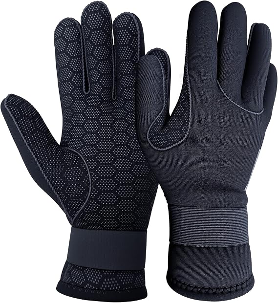 3mm Neoprene Gloves, Five Finger Warm Scuba Diving Gloves