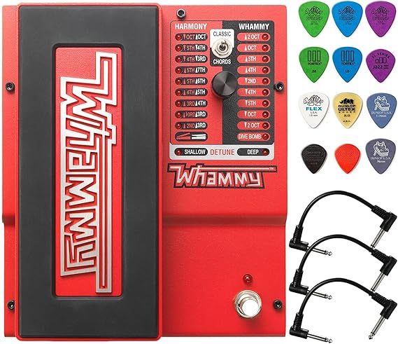 Digitech Whammy 5 Pitch Shift Pedal Bundle with 3 Patch Cables and Dunlop Variety Pick Pack