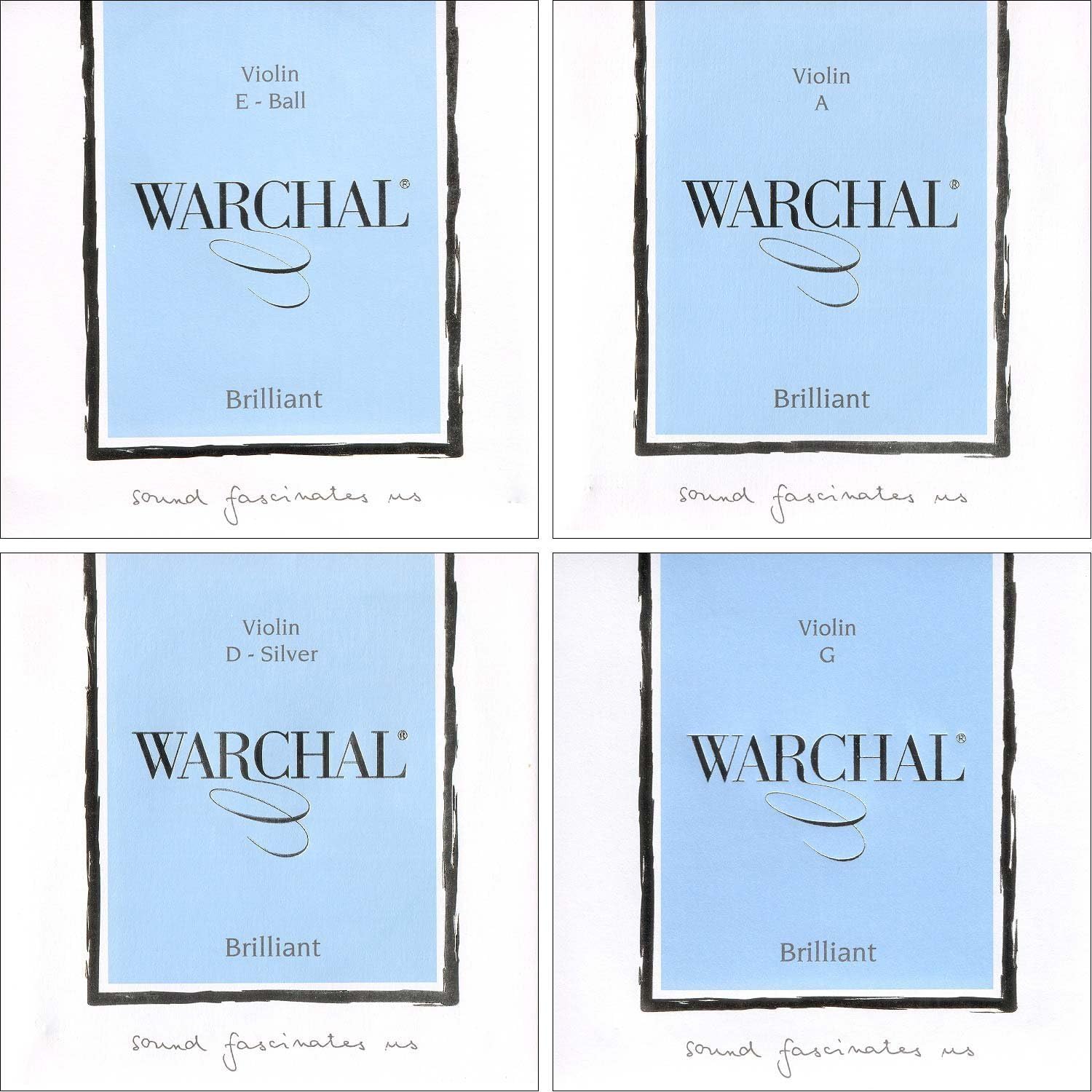 Warchal Brilliant 44 Violin String Set - Ball End E - Silver D - Medium Gauge