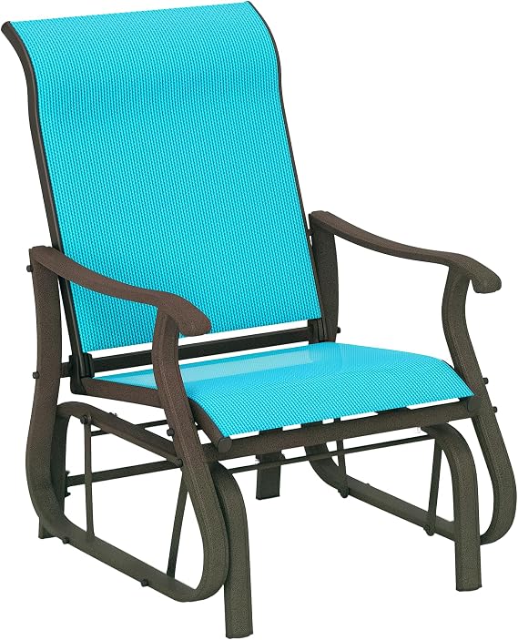 Outsunny Outdoor Glider Chair, Gliders for Outside Patio with Steel Frame and Mesh Fabric for Backyard, Garden, and Porch, Blue