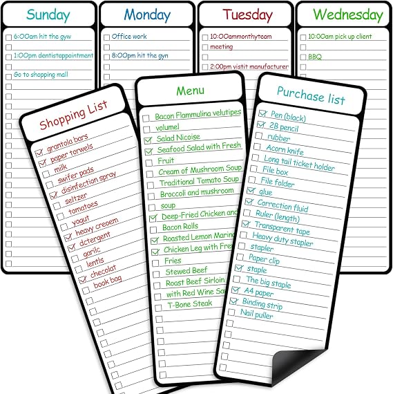7-Piece Magnetic Dry Erase to-Do List White Board, 4'x11', Multifunctional Weekly Planner, Chore Chart, Dry Erase Planner for Refrigerator