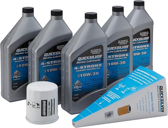 Quicksilver 10W-30 Oil Change Kit for 4-Stroke Yamaha F150 Outboards