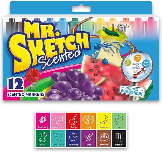 Mr. Sketch Scented Markers, Chisel Tip, Assorted Colors, 12 Count - Fun for Kids, Coloring, Spark Creativity, Arts & Crafts