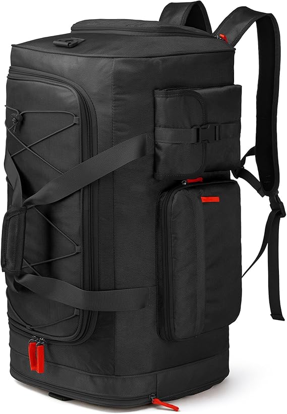 Travel Bag Men's 70L Large Sports Bag Weekender Backpack with Shoe Compartment Waterproof Training Bag Women's Overnight Travel Gym Bag for Travel Camping Fitness Black