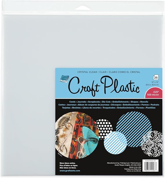 Grafix Craft Plastic Film, Clear, .020 in, 12 x 12 in