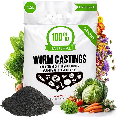 Worm Humus - Universal Fertiliser Pure Worm Compost - Natural Top Soil Former and Plant Feed Improver for Germination of Pots - Baltic Worm