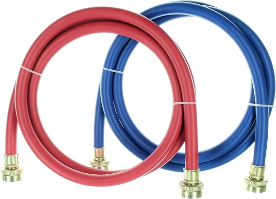 2 Pack Rubber Washing Machine Hoses (4 Foot) Color Coded by Kelaro