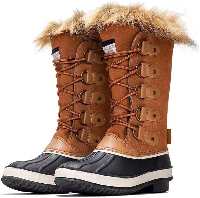 Project Cloud Womens Snow Boots 100% Genuine Leather Memory Foam (Ventura) | 100% Genuine Leather; Memory Foam Insole; Fur Mid-Calf Design; Lightweight; Non-Slip Outdoor Winter Shoes for Women