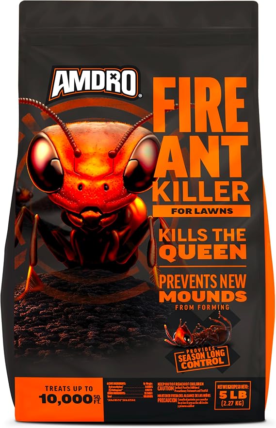 Amdro Fire Ant Killer, Ant Killer for Lawns, 5 LB | Ready to use fire ant bait, no mixing, targets existing mounds, up to 3 months of control