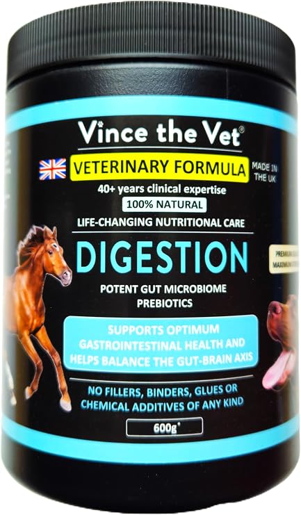 Natural Digestion Prebiotic Powder for Cats & Dogs (600g), Human Grade Veterinary Formula For Health Gut , Bloating, Stool Formation, Healthy Bowel Movements